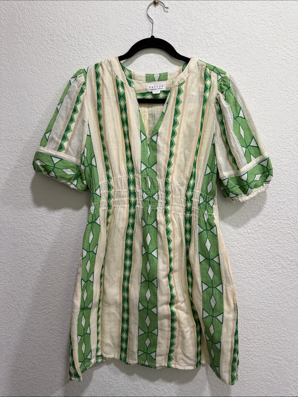 Velvet by Graham & Spencer Green Embroidered Boho Mini Dress